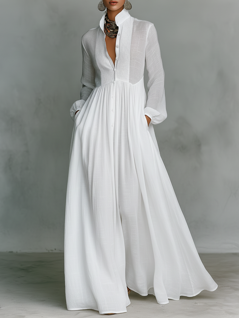 Selena™ | Flowing Button-Front Maxi Dress
