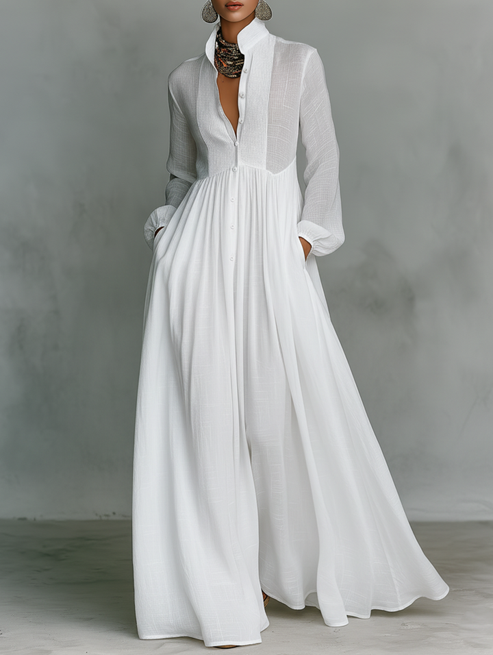Selena™ | Flowing Button-Front Maxi Dress