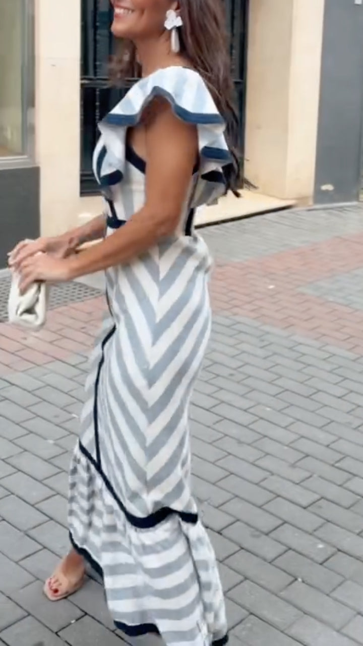 Dianne™ | Retro Striped Maxi Dress