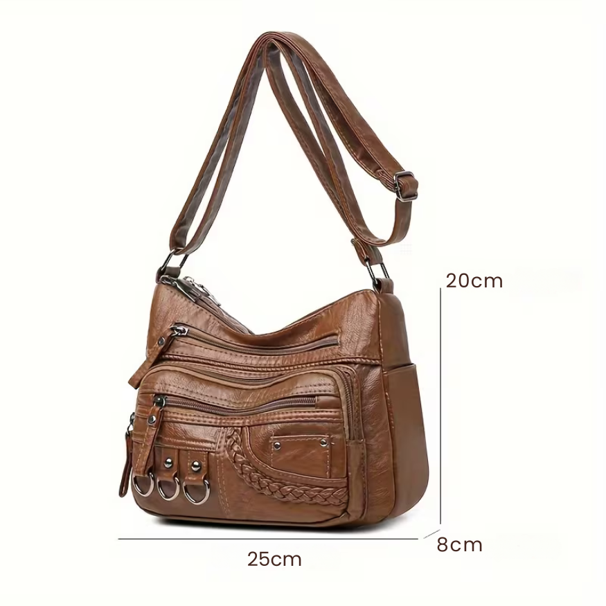 Elara | Everything inside, nothing forgotten — Spacious Leather Shoulder Bag