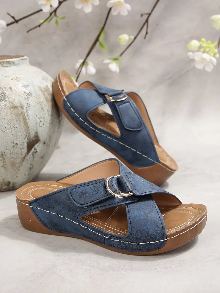 New Women Wedge Sandals Premium Orthopedic Open Toe Sandals Vintage Anti-Slip Leather Casual Female Platform Retro Shoes
