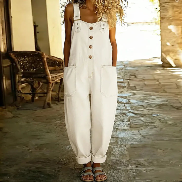 Emily | Vintage Soft Denim-Look Overalls with Adjustable Straps