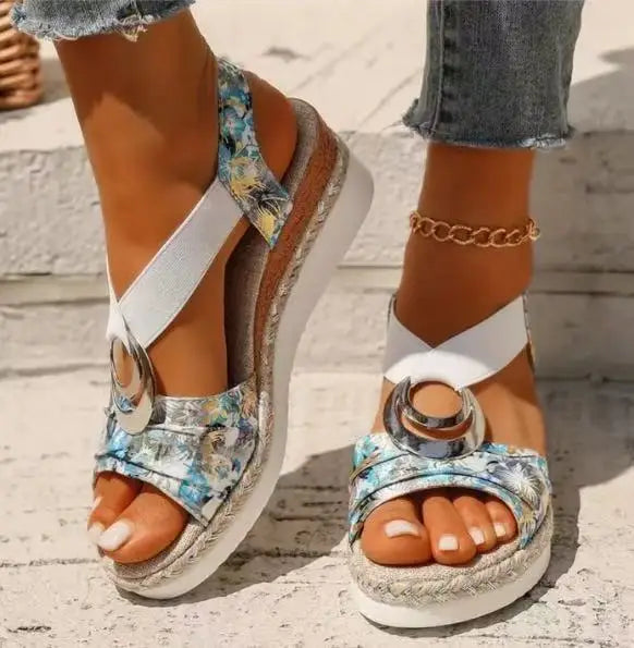 Summer 2026 New Hemp Rope Woven Thick Heel Slope Mouth Fish Mouth Sandals Women Large Size One Strap Sandals PU Upper Rubber...