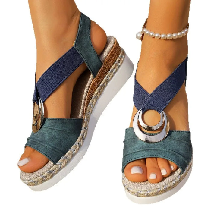 Summer 2026 New Hemp Rope Woven Thick Heel Slope Mouth Fish Mouth Sandals Women Large Size One Strap Sandals PU Upper Rubber...