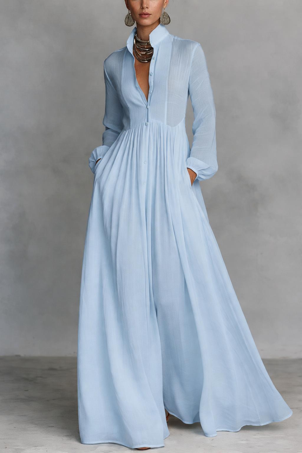 Selena™ | Flowing Button-Front Maxi Dress