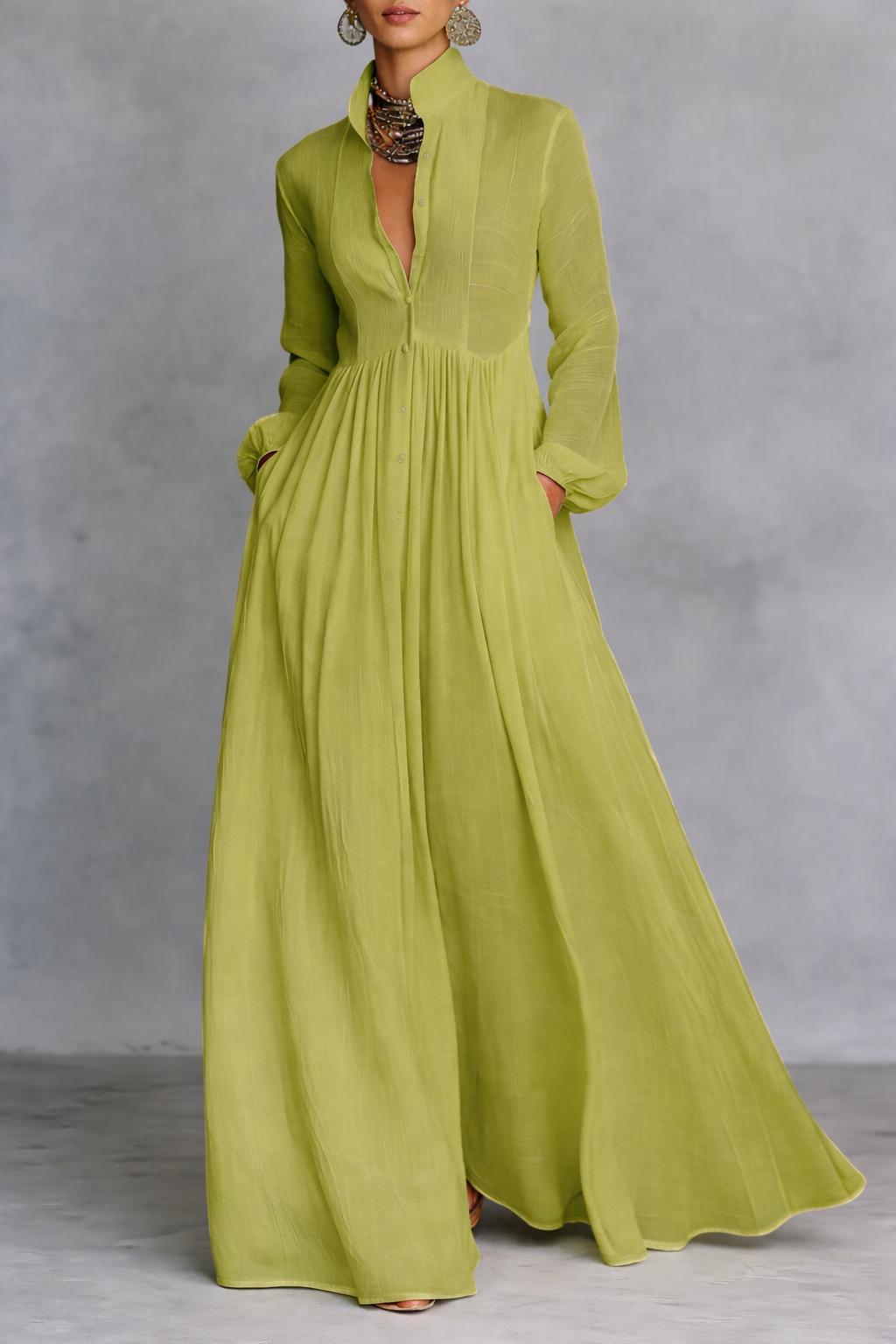 Selena™ | Flowing Button-Front Maxi Dress