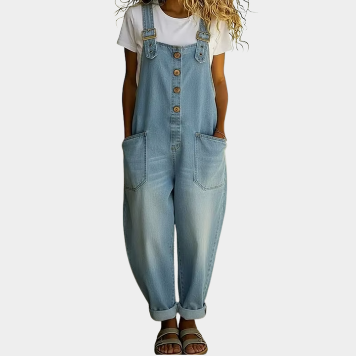 Emily | Vintage Soft Denim-Look Overalls with Adjustable Straps