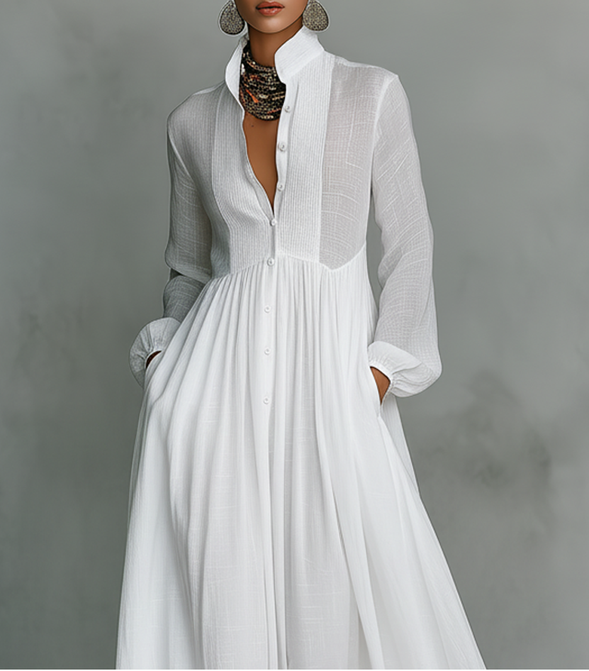 Selena™ | Flowing Button-Front Maxi Dress