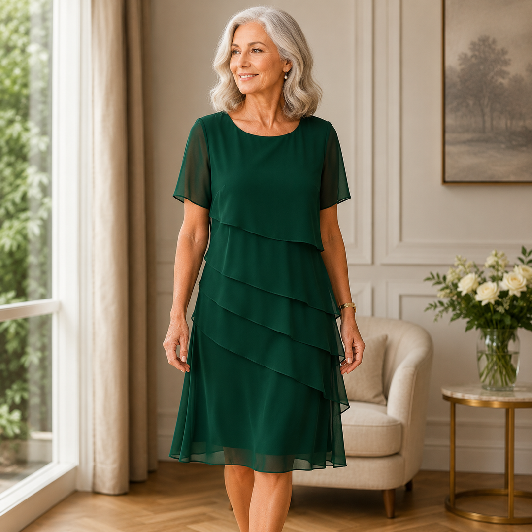 Linda™ | Elegant Comfort Ruffle Dress