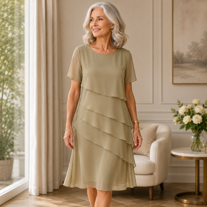 Linda™ | Elegant Comfort Ruffle Dress