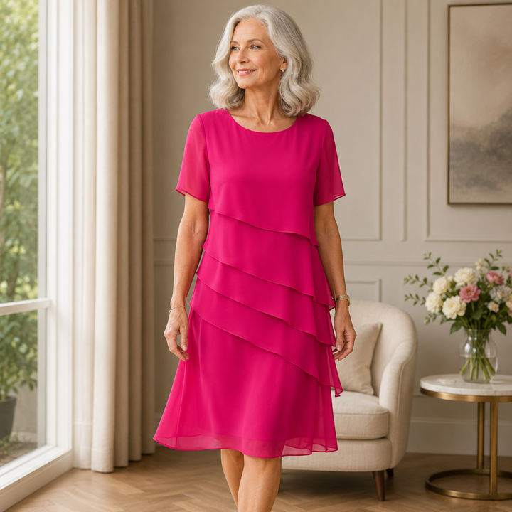 Linda™ | Elegant Comfort Ruffle Dress