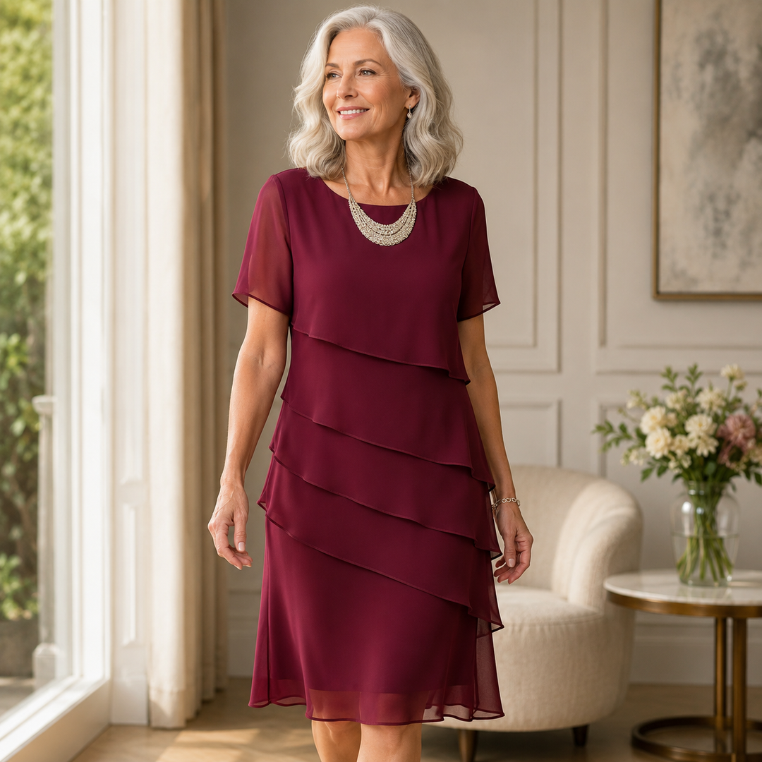 Linda™ | Elegant Comfort Ruffle Dress